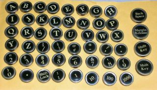 Set 52 Vtg L C Smith Typewriter Keys 10,  100 & 1000 Keys