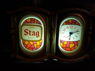 Stag Beer Sign Lighted Back Bar Clock Register Topper Item 5162 P.  S.