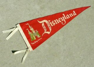 Disneyland Pennant Walt Disney Productions Red Flag Banner 1960s Vintage Vtg