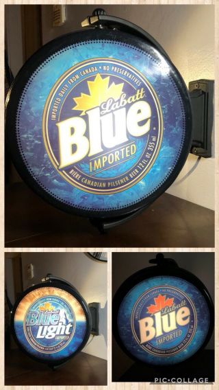 Labatt Blue Rotating Spinning Beer Sign Light Motion Brewery Bar Advertising
