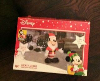 christmas airblown inflatable light up disney mickey mouse dressed as santa 3 1 2