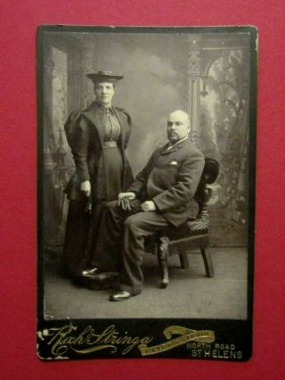 Victorian Cdv / Cabinet Photo - Lady & Gentleman - Victoria Studio,  St Helens