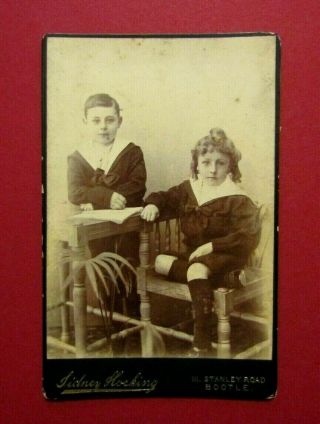 Victorian Cdv / Cabinet Photo - Two Young Boys - Sidney Hocking,  Bootle