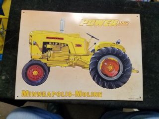 1993 Power Lined Minneapolis - Moline Metal Tractor Sign 1992 Aaa 16 " X 11 - 1/2 "