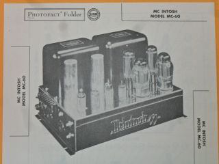 Mcintosh Mc - 60 Sams Photofact Schematic/parts Folder 345/6 Amplifier