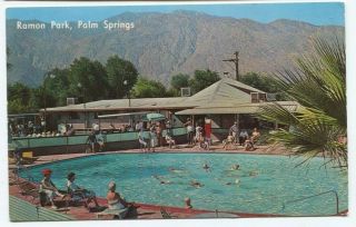 Vintage Ramon Mobile Home Park Pool Palm Springs California Postcard