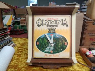Vintage Olympia Beer Lighted Bar Sign Clock " It 