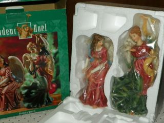 2 Grandeur Noel Hand Painted Porcelain Nativity Angels W/original Box Christmas