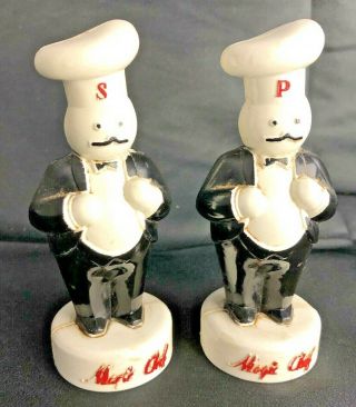 Vintage Advertising Plastic Magic Chef Range Chefs Salt Pepper Shakers