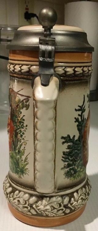 Gerz Beer Stein W/Mother Fox And Two Young Pups.  Made In West Germany. 2