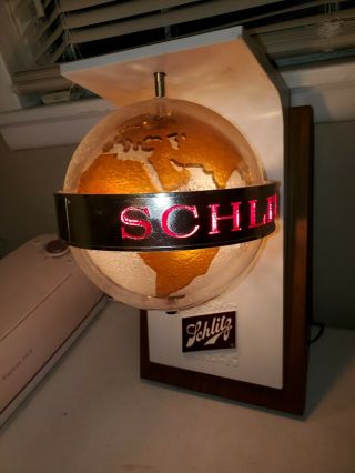 Old Stock SCHLITZ beer 1970s motion spinning globe wall sconce Light SIGN 3