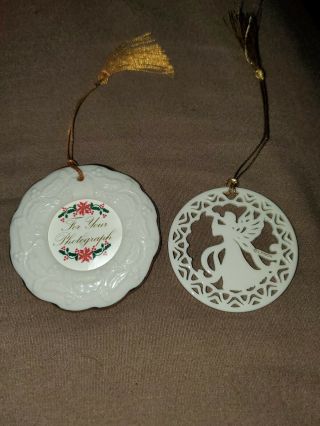 2 Lenox Christmas Ornaments 1 Is Picture Frame The Other Still Has Box