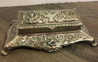 Antique Victorian Style 5 - 3/4 " Long Casket Trinket Footed Jewelry Box