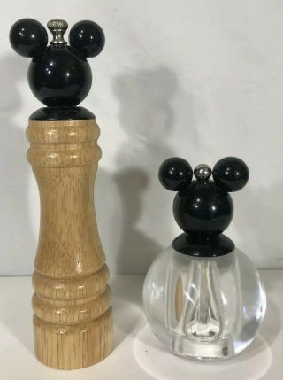 Disney Mickey Mouse Acrylic/wood Salt & Pepper Grinder Set Matching Lucite Ball