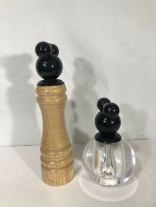 Disney Mickey Mouse Acrylic/wood Salt & Pepper Grinder Set Matching Lucite Ball 2