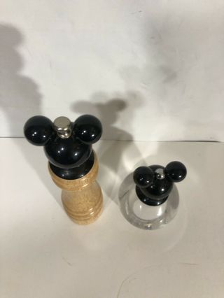Disney Mickey Mouse Acrylic/wood Salt & Pepper Grinder Set Matching Lucite Ball 3