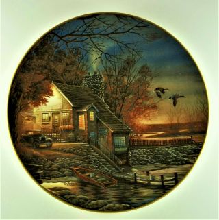 That Special Time Plate Terry Redlin Log Cabin Home Geese Boat Vintage Car 1