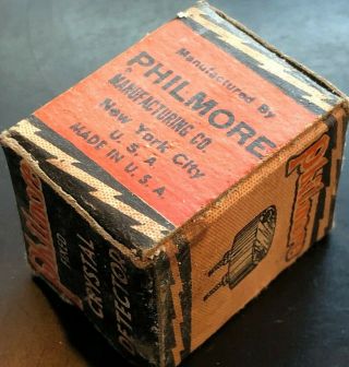 Vintage PHILMORE Crystal Detector - Box - CAT NO 100 NOS? Radio Kit Parts 3