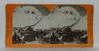 Stereoview Card Circa 1898 " Klondike Gold Fields " Chilkoot Pass Alaska 9121