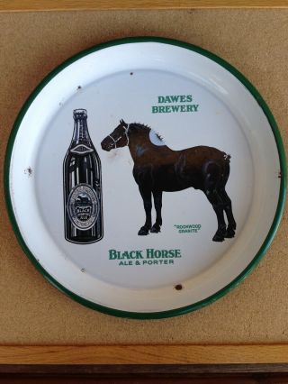 Dawes Brewery Black Horse Ale " Rookwood Granite " Porcelain Beer Tray