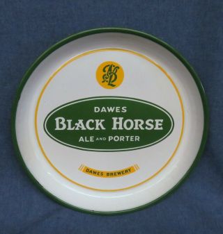 Early Canadian Beer Dawes Black Horse Ale And Porter Porcelain Metal Tray Exc