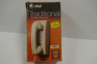 Vintage At&t Electric Beige Traditional Wall Mount Push Button Telephone Phone