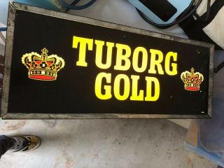 Vintage Tuborg Gold Beer Light Up Sign Bar Pub Man Cave Advertisement