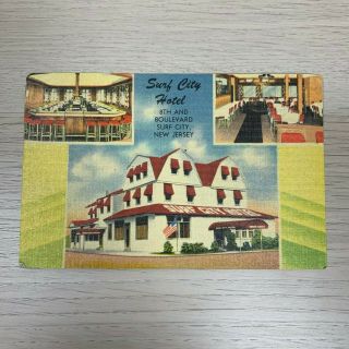 1947 Vintage Jersey Nj Surf City Hotel Postcard Old Card Standard Souvenir