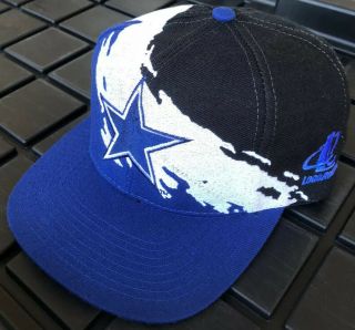 Euc Vintage 90s Dallas Cowboys Logo Athletic Blacksome Splash Snapback Hat Cap