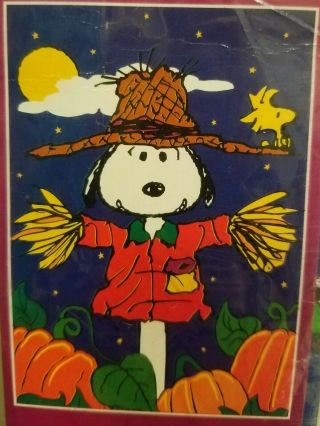 Pumpkin Patch Snoopy Scarecrow Large Printed Flag Nisp Peanuts Fall Halloween