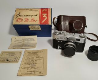 FED - 3 Vintage Rangefinder Film Camera Russian Leica M39 with Industar - 61,  case 2