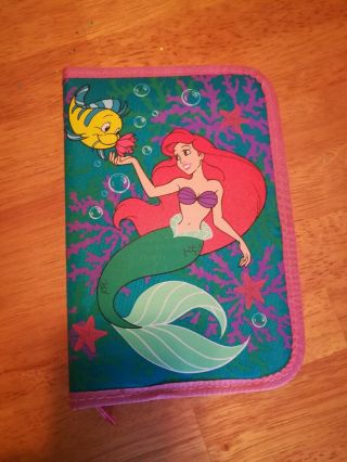 Disney Vtg Ariel The Little Mermaid Pencil Case W/ Zipper