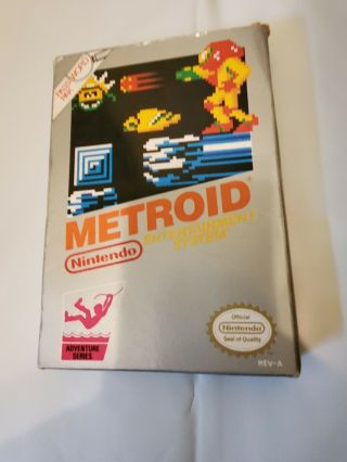 Vtg 1989 Rev - A Metroid Nes With Box And Dust Case