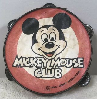 Vintage Walt Disney Productions Mickey Mouse Club Tambourine Toy