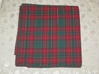 Longaberger Christmas Holiday Evergreen Plaid 36 " Fabric Square Table Cloth