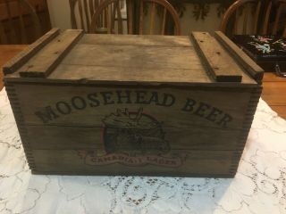 Vintage Moosehead Beer Wooden Dovetailed Wood Crate/box