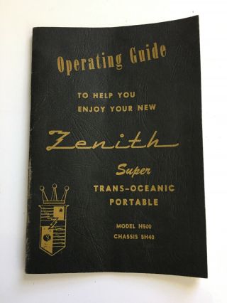 Zenith Model H500 Trans - Oceanic Operating Guide Book