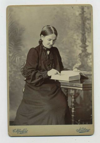 A Lady Reading A Book Cabinet Photograph C.  Hawker Newbury C2