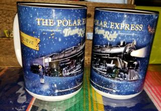 2 The Polar Express Believe Train Ride Warner Bros Christmas Mugs Thailand 4.  75 "