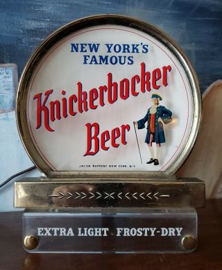 Vtg Knickerbocker Beer Light Up Register Topper Store Display Sign Advertising