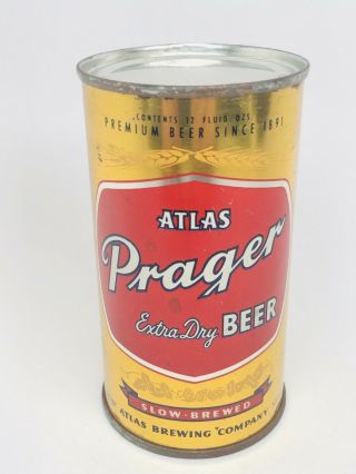 Atlas Prager Extra Dry Beer - One Sided Flat Top Can.  Chicago,  Illinois - Il