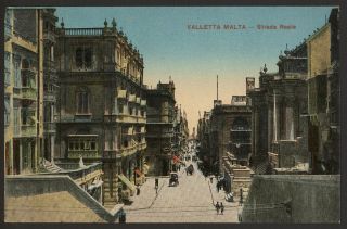 Malta - Valletta - Strada Reale - C1920 Printed Postcard