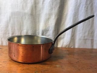 Vintage Baumalu Copper 8.  5 " X 3 " Saute Sauce Pan,  France,  Heavy,  Cast Iron