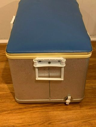 Vintage Cronstroms Cronco Aluminum Cooler Sailfish Blue Padded Top Icebox w/plug 2