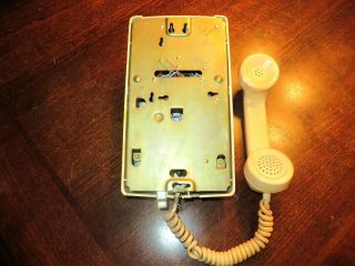 Vtg 60 ' s - 70 ' s Tan or Almond Western Electric wall mount rotary telephone No.  554 2