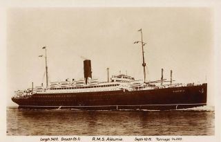 Rms Alaunia At Sea Cunard Ship Line Real Photo Pc C 1925 - 30 