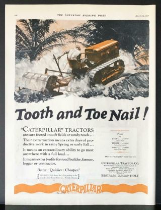 1927 Caterpillar Tractor Road Builder Vernon Morse Art Print Ad