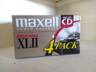 Maxell Xlii 90 Min High - Bias Blank Audio Cassette Tapes 4 Pack