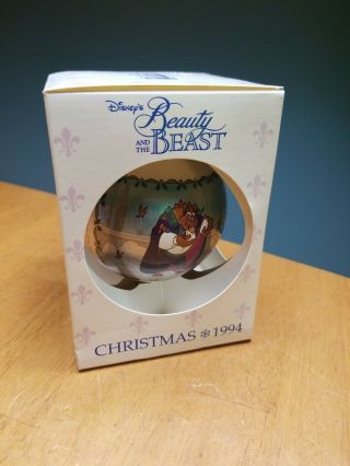Schmid Walt Disney Christmas 1994 Beauty And The Beast Glass Ornament Ball Tree