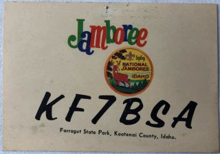 Vintage Qsl Card Boy Scouts 1969 National Jamboree Idaho Farragut State Park